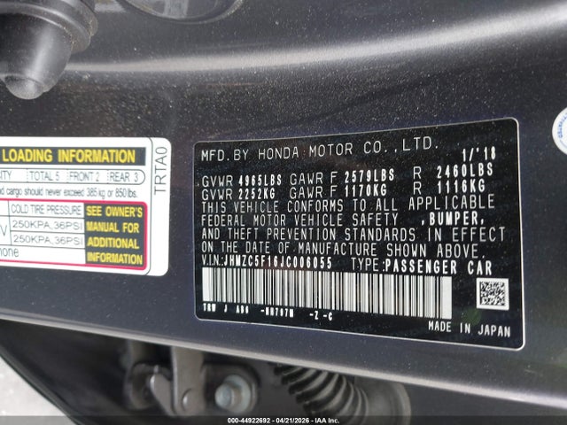 JHMZC5F16JC006055 Honda CLARITY PLUG-IN HYBRID