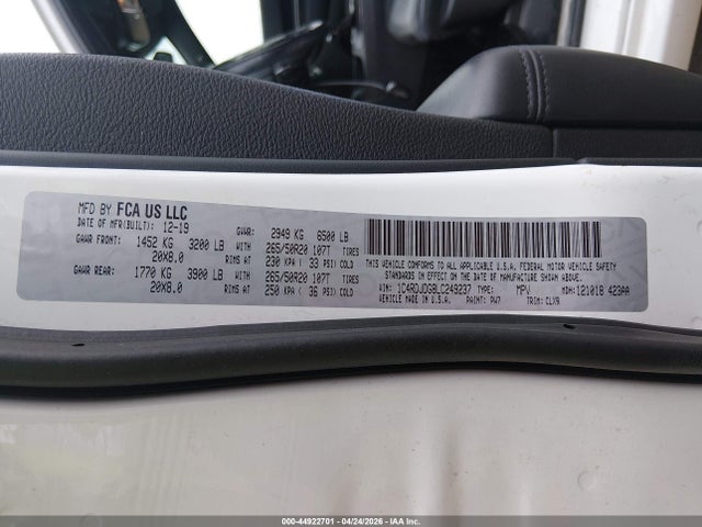 Aukcja sprzedaży 2020 Dodge Durango Gt Plus Awd, vin: 1C4RDJDG8LC249237, numer aukcji: 44922701