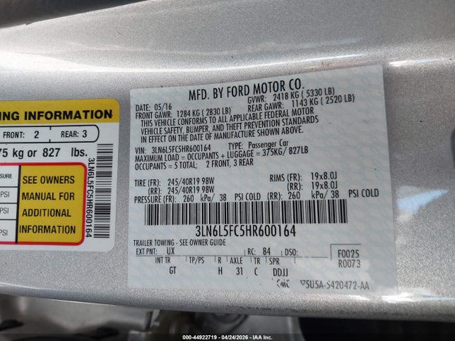 Lincoln Mkz Reserve 2017 3LN6L5FC5HR600164 Image 9