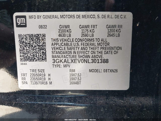 Aukcja sprzedaży 2022 Gmc Terrain Awd Denali, vin: 3GKALXEV0NL301388, numer aukcji: 44922767