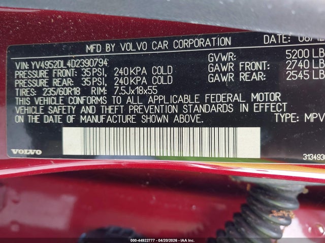 2013 VOLVO XC60 YV4952DL4D2390794 Photo 8