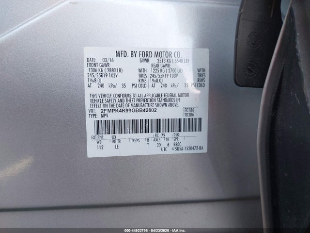 Ford Edge Titanium 2016 2FMPK4K99GBB42802 Image 9