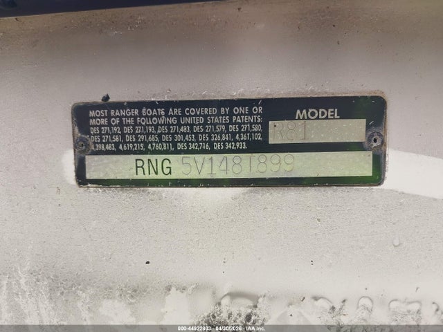 Aukcja sprzedaży 1999 Ranger Other, vin: RNG5V1481899, numer aukcji: 44922803
