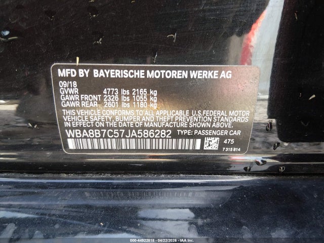 Продаж на аукціоні авто 2018 Bmw 340i Xdrive, vin: WBA8B7C57JA586282, номер лоту: 44922818