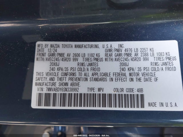 Aukcja sprzedaży 2025 Mazda Cx-50 2.5 Turbo Premium Package, vin: 7MMVABDY6SN338992, numer aukcji: 44922832