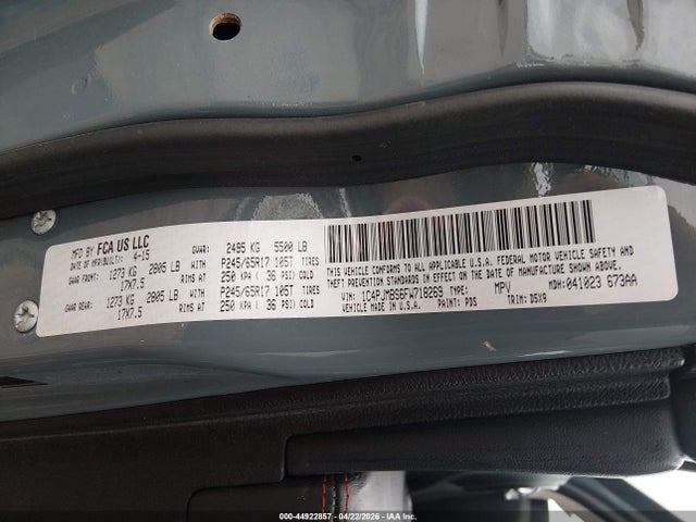 Продаж на аукціоні авто 2015 Jeep Cherokee Trailhawk, vin: 1C4PJMBS6FW718269, номер лоту: 44922857