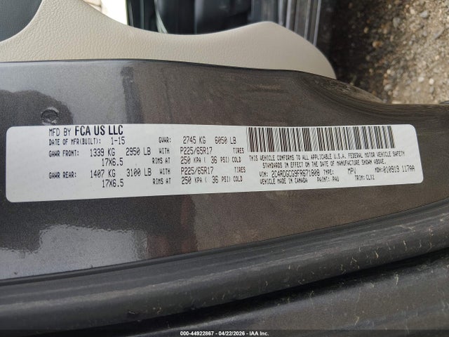 Продажа на аукционе авто 2015 Dodge Grand Caravan Sxt Plus, vin: 2C4RDGCG9FR671808, номер лота: 44922867