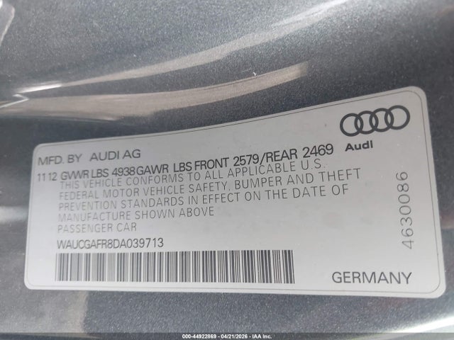 Aukcja sprzedaży 2013 Audi S5 3.0t Premium Plus, vin: WAUCGAFR8DA039713, numer aukcji: 44922869