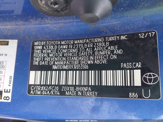Продаж на аукціоні авто 2018 Toyota C-hr Xle Premium, vin: NMTKHMBX9JR053506, номер лоту: 44922886