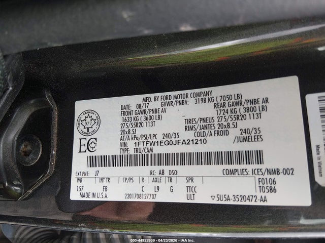 Ford F-150 Xlt 2018 1FTFW1EG0JFA21210 Image 9