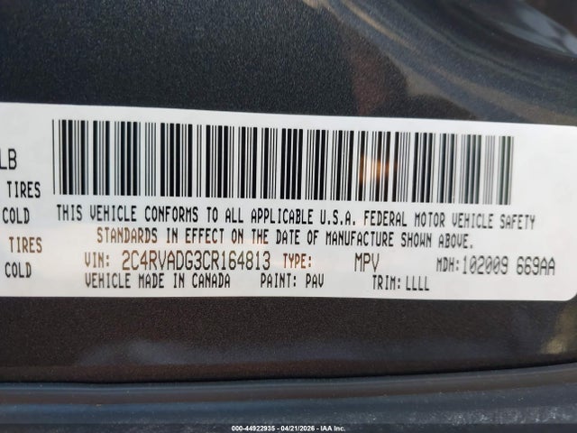 Aukcja sprzedaży 2012 Volkswagen Routan Sel Premium, vin: 2C4RVADG3CR164813, numer aukcji: 44922935