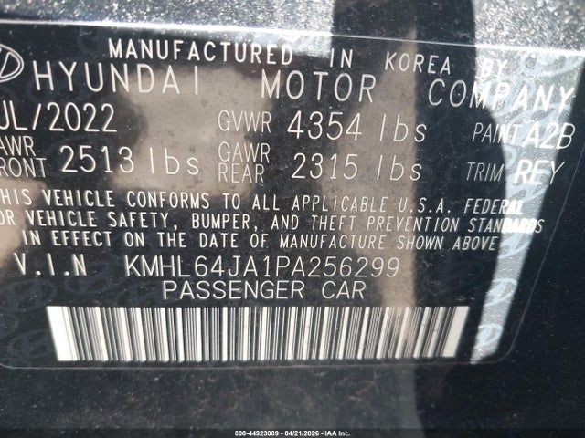 2023 Hyundai Sonata Sel მანქანა იყიდება აუქციონზე, vin: KMHL64JA1PA256299, აუქციონის ნომერი: 44923009