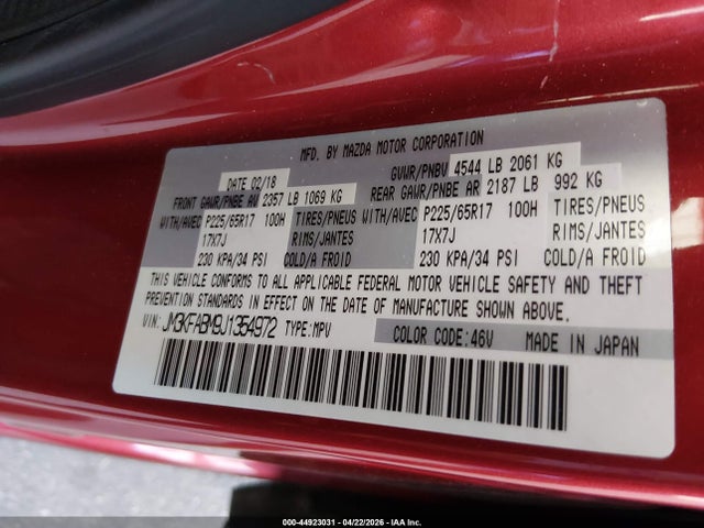 Mazda CX-5 SPORT 2018 JM3KFABM9J1354972 Image 9