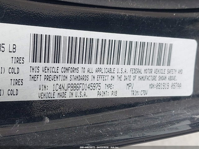44923072 :رقم المزاد ، 1C4NJPBB6FD145975 vin ، 2015 Jeep Patriot Sport مزاد بيع