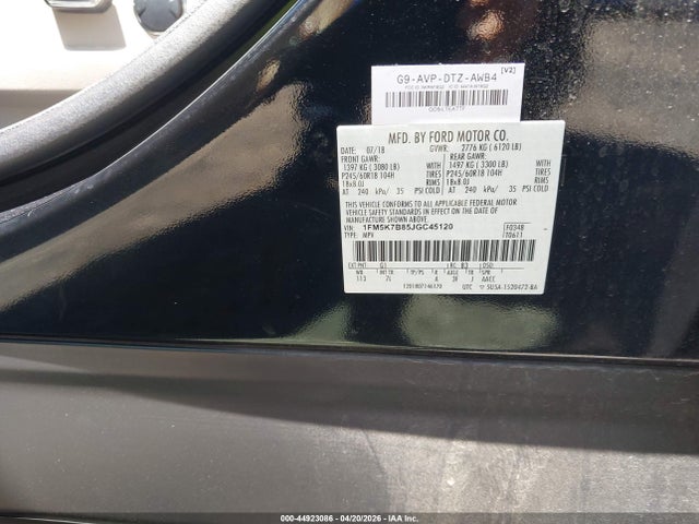 1FM5K7B85JGC45120 Ford Explorer