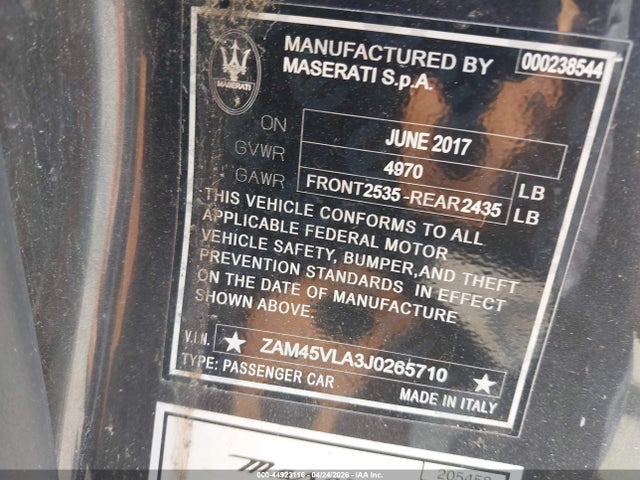 ZAM45VLA3J0265710 Maserati Granturismo Mc/sport