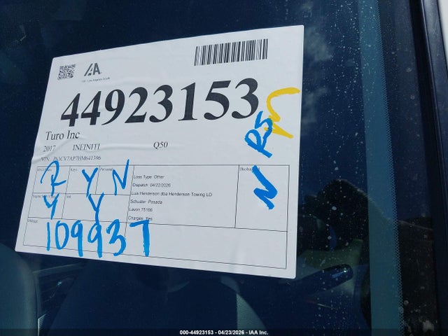 44923153 :رقم المزاد ، JN1CV7AP7HM641396 vin ، 2017 Infiniti Q50 2.0t Base مزاد بيع