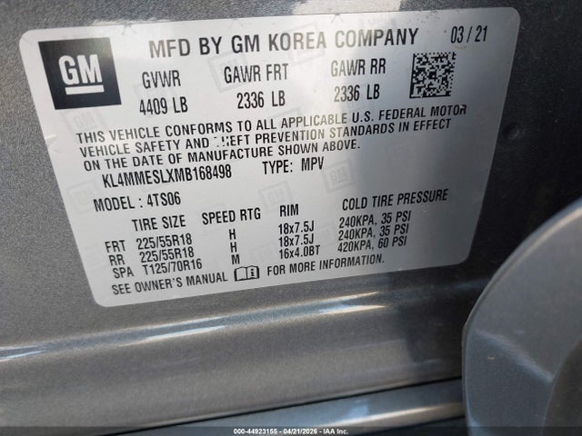 Aukcja sprzedaży 2021 Buick Encore Gx Awd Select, vin: KL4MMESLXMB168498, numer aukcji: 44923155