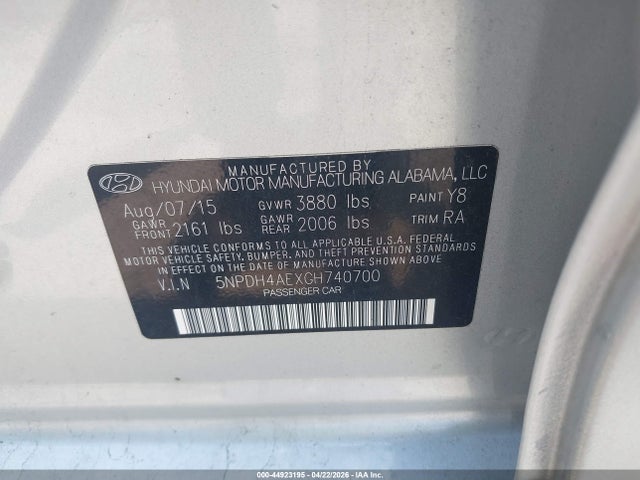 Hyundai ELANTRA SE 2016 5NPDH4AEXGH740700 Image 9
