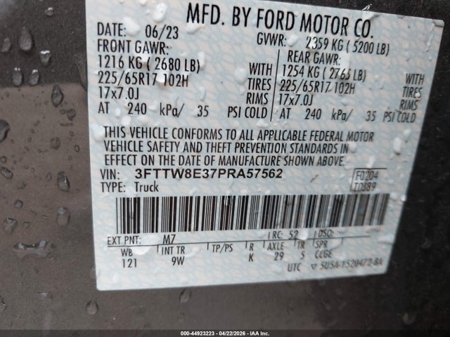 Продажа на аукционе авто 2023 Ford Maverick Xl, vin: 3FTTW8E37PRA57562, номер лота: 44923223