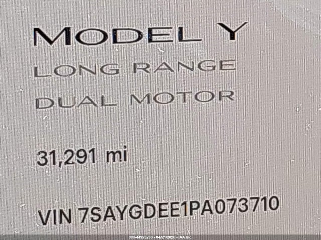 7SAYGDEE1PA073710 Tesla Model Y Awd/long Range Dual Motor All-wheel Drive