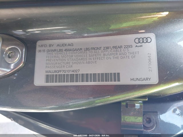 WAUJ8GFF7G1014027 Audi A3 2.0t Premium