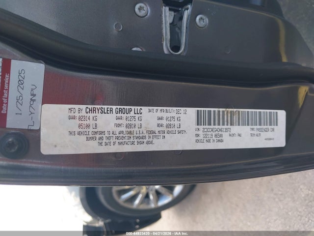 Продажа на аукционе авто 2013 Chrysler 300c, vin: 2C3CCAEG4DH613972, номер лота: 44923420