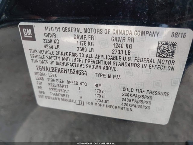 2GNALBEK6H1524634 Chevrolet EQUINOX LS