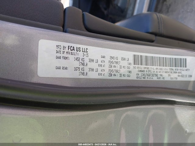Aukcja sprzedaży 2015 Jeep Grand Cherokee Laredo, vin: 1C4RJFAG6FC827902, numer aukcji: 44923473
