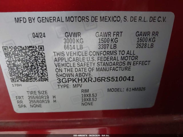 3GPKHXRJ6RS510041 Honda Prologue Touring