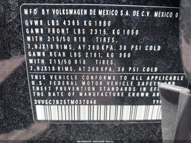 Auction sale of the 2026 Volkswagen Taos Se, vin: 3VVSC7B25TM037846, lot number: 44923476