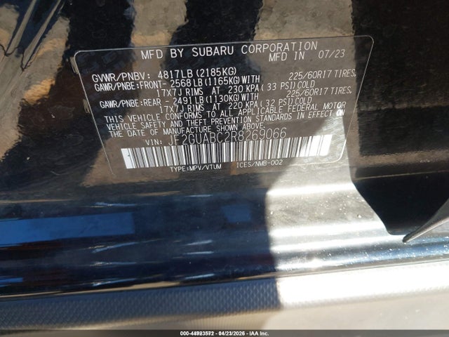 44923572 :رقم المزاد ، JF2GUABC2R8269066 vin ، 2024 Subaru Crosstrek مزاد بيع