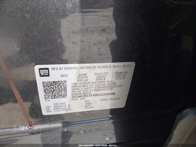 Продажа на аукционе авто 2022 Chevrolet Blazer Fwd 2lt, vin: 3GNKBCR48NS208998, номер лота: 44923608