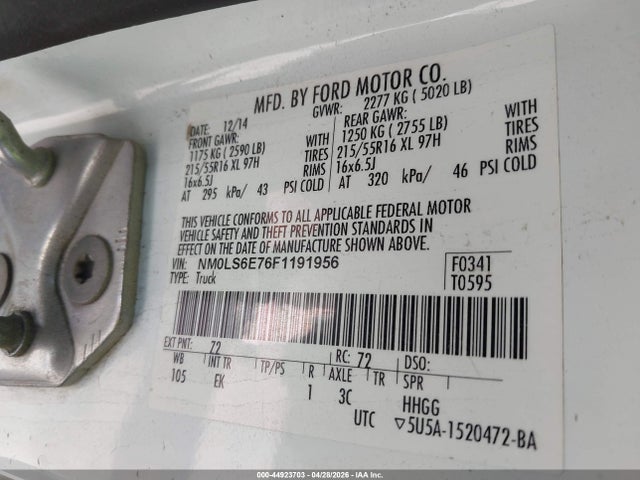 NM0LS6E76F1191956 Ford Transit Connect Xl