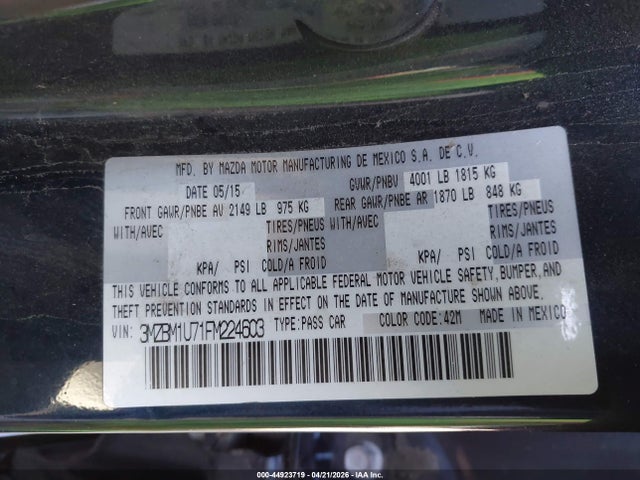 3MZBM1U71FM224603 Mazda Mazda3 I Sport