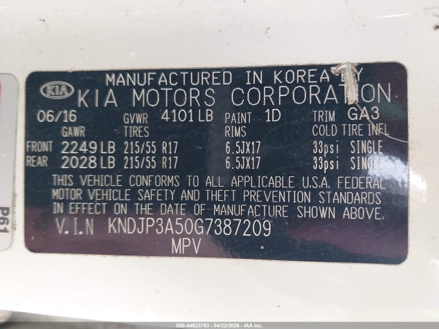 Продажа на аукционе авто 2016 Kia Soul +, vin: KNDJP3A50G7387209, номер лота: 44923763