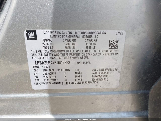 Aukcja sprzedaży 2023 Buick Envision Preferred Fwd, vin: LRBAZLR47PD012293, numer aukcji: 44923773