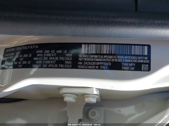 2023 Jeep Renegade Latitude 4x4 მანქანა იყიდება აუქციონზე, vin: ZACNJDB18PPP70478, აუქციონის ნომერი: 44923775