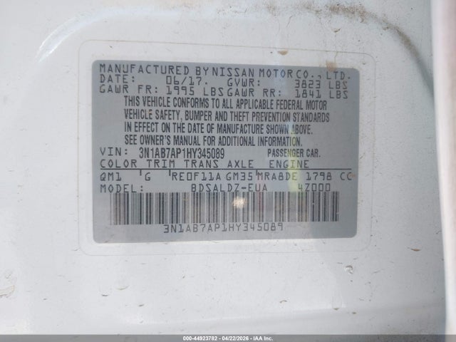 Nissan SENTRA SV 2017 3N1AB7AP1HY345089 Image 9