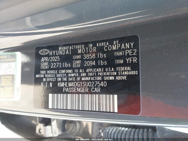2025 Hyundai Elantra Sel Sport მანქანა იყიდება აუქციონზე, vin: KMHLM4DG1SU027540, აუქციონის ნომერი: 44923805