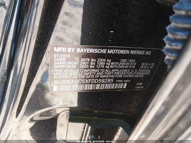 2015 Bmw X3 Xdrive28i მანქანა იყიდება აუქციონზე, vin: 5UXWX9C5XF0D59285, აუქციონის ნომერი: 44923815