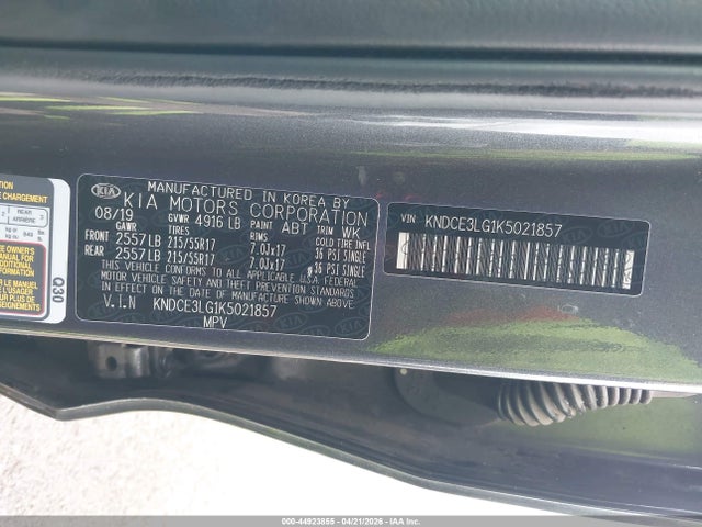44923855 :رقم المزاد ، KNDCE3LG1K5021857 vin ، 2019 Kia Niro Ev Ex Premium مزاد بيع