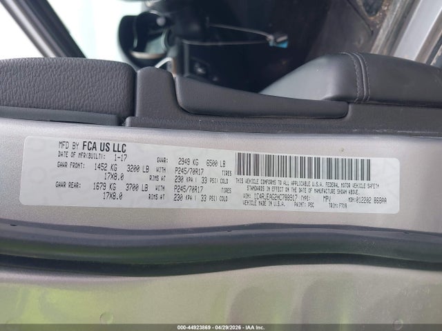 44923869 :رقم المزاد ، 1C4RJEAG2HC788917 vin ، 2017 Jeep Grand Cherokee Laredo 4x2 مزاد بيع