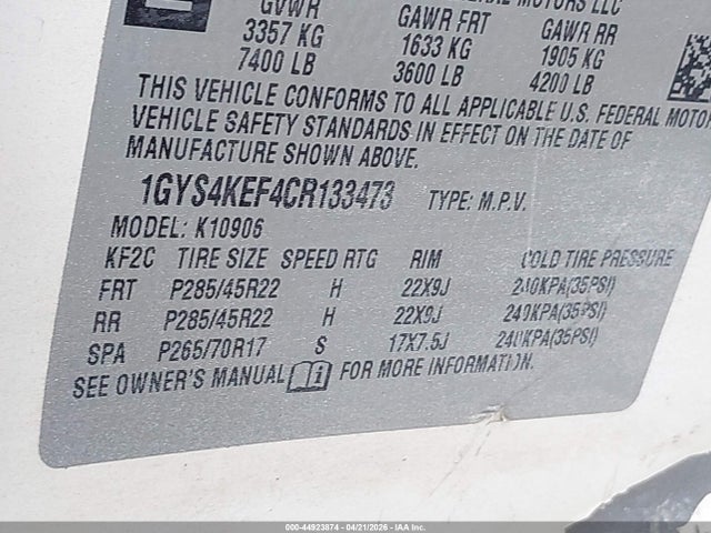 Продажа на аукционе авто 2012 Cadillac Escalade Esv Platinum Edition, vin: 1GYS4KEF4CR133473, номер лота: 44923874