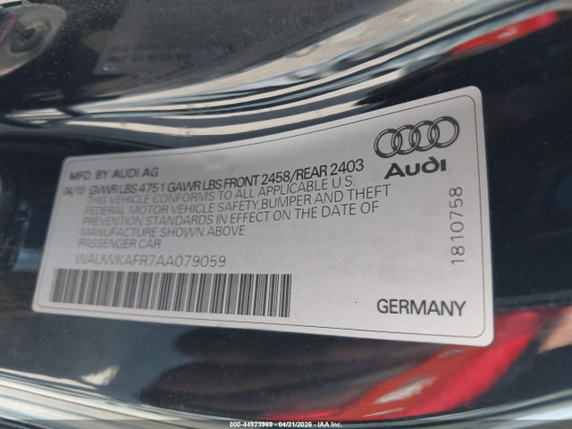 Продаж на аукціоні авто 2010 Audi A5 3.2 Premium Plus, vin: WAUWKAFR7AA079059, номер лоту: 44923969