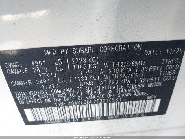 44923974 :رقم المزاد ، 4S4SLDB62T3016563 vin ، 2026 Subaru Forester Premium مزاد بيع