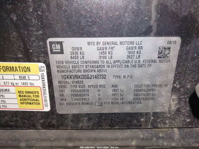 Продаж на аукціоні авто 2016 Gmc Acadia Slt-1, vin: 1GKKVRKD5GJ140732, номер лоту: 44923984