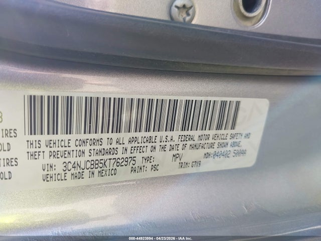 44923994 :رقم المزاد ، 3C4NJCBB5KT762975 vin ، 2019 Jeep Compass Altitude Fwd مزاد بيع