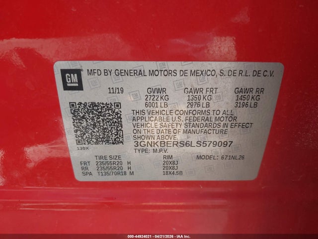 3GNKBERS6LS579097 Chevrolet Blazer Fwd Rs