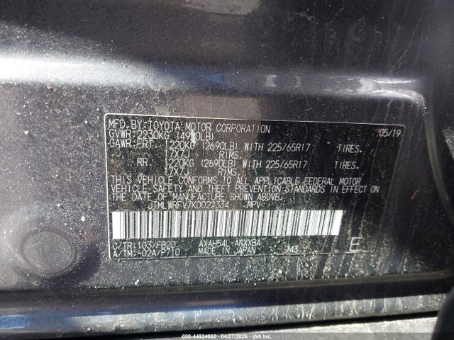 Продаж на аукціоні авто 2019 Toyota Rav4 Hybrid Le, vin: JTMLWRFV7KD022334, номер лоту: 44924092